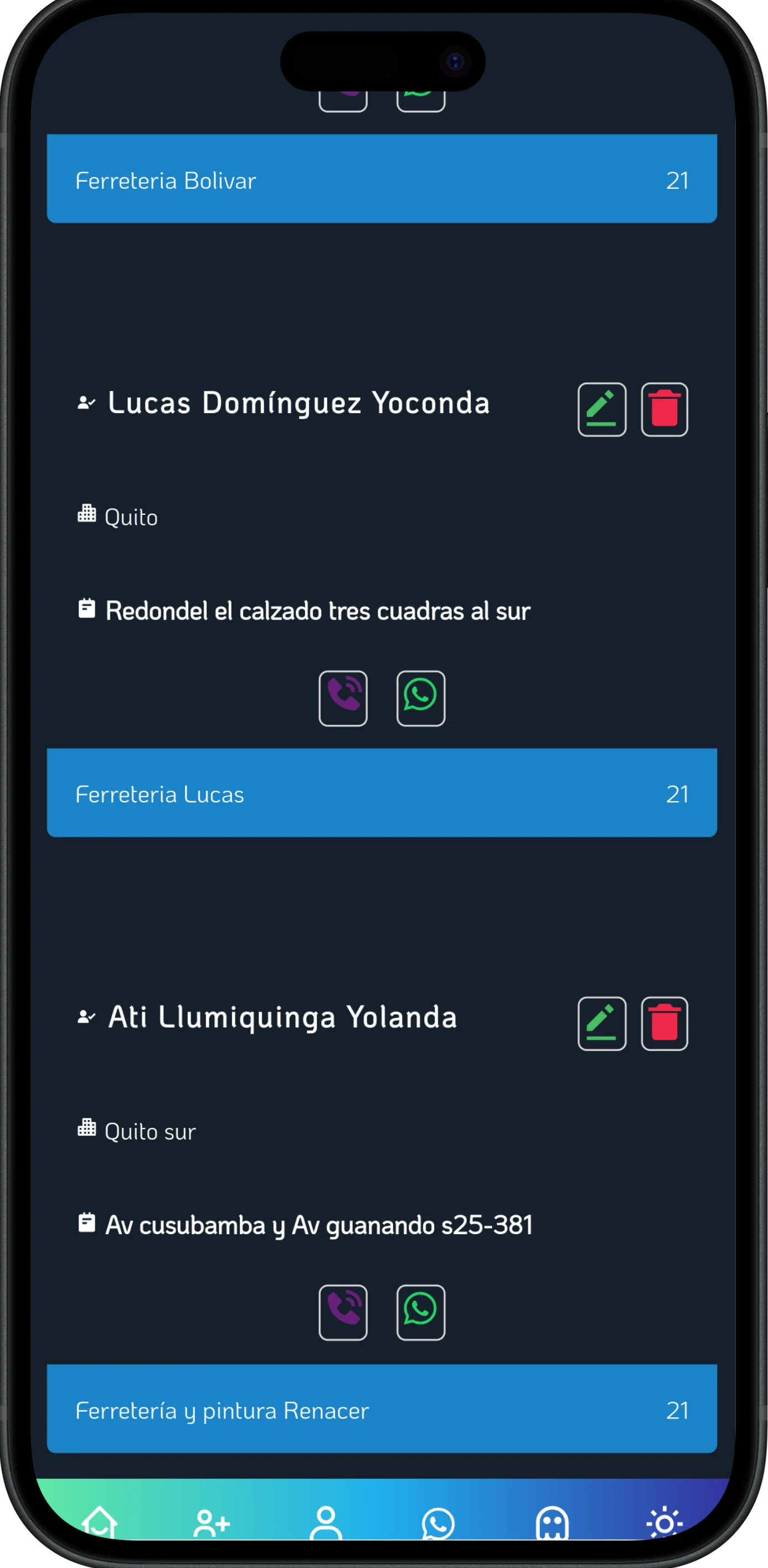 Captura móvil de Proyecto Clientes