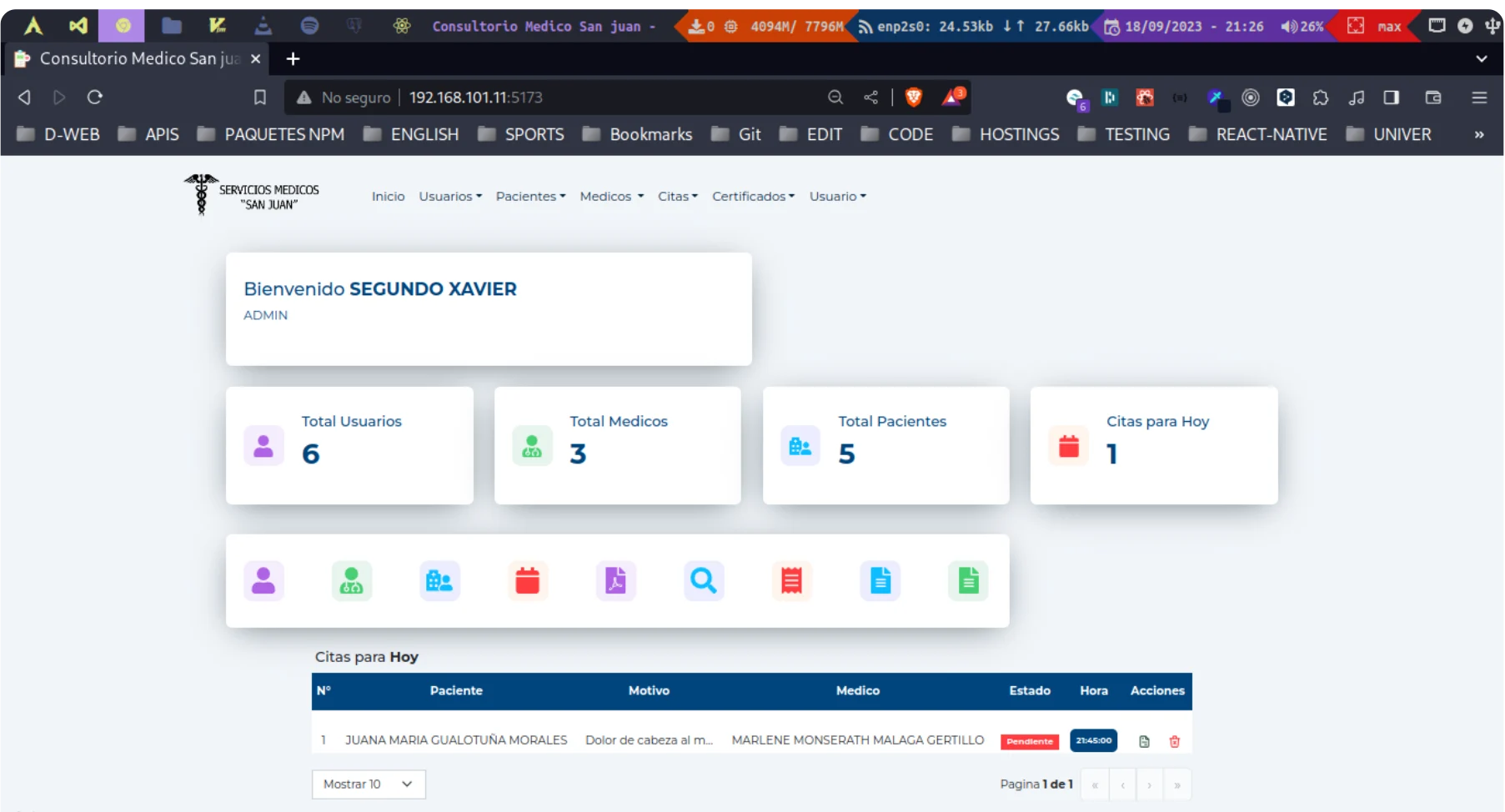 Captura web de Proyecto Clinica San Juan